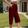 thumbnail image 6 of XuJwPNcy Women's Capri Pants Summer Loose Wide Leg Elastic High Waist Cropped Trousers with Pockets Lounge Capris, 6 of 7
