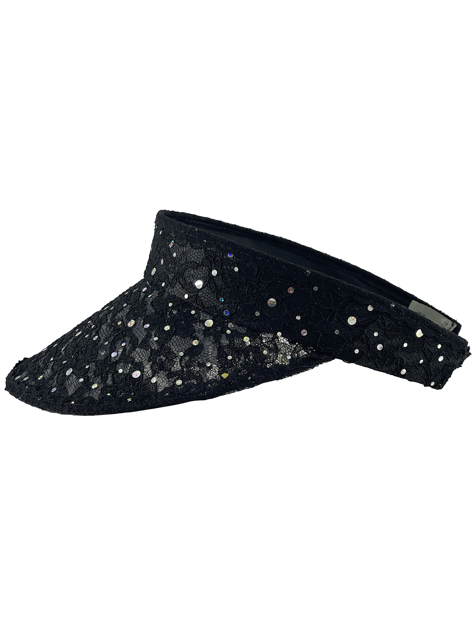 #168-I Fabulous Black Sequin C.C Visor Top Headwear Womens Glitter Sequin Wide-Brim Visor Hat  main image 4
