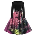 thumbnail image 1 of Halloween Print Flare Dress For Women Long Sleeve Dress Hollow Party Casual Dresses, 1 of 4
