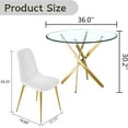 thumbnail image 5 of 5-Piece 36" Round Glass Dining Set, Clear Tempered Glass Table & 4 Velvet Chairs with Stainless Steel Legs for Kitchen, Meeting Room, 5 of 8