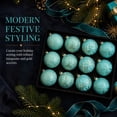 thumbnail image 4 of Christmas Ball Ornaments Set of 12, Blue Shatterproof Xmas Baubles with Gold Patterns, Turquoise Tree Decorations in a Gift Box for Holiday Decorating - Style D, 4 of 6