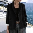 thumbnail image 2 of Cmfcve Womens Corduroy Blazer Fall Winter Dressy Casual Suit Jackets Long Sleeve Button Down Loose Fit Blazer Coat, 2 of 7