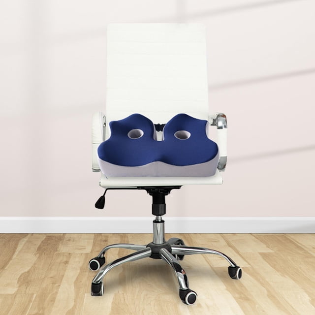 Cojín de asiento con espuma viscoelástica, cojín para silla de oficina, cojín para el trasero, diseño hueco, cojín para el coxis para silla de Azul grisáceo