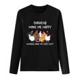 thumbnail image 2 of Crewneck Sweatshirts Clearance! Weikingp CHICKENS MAKE ME HAPPY Funny Printed Round Neck Long Sleeve T Shirt Graphic Sweatshirts Comfortable Sweatshirts Casual Wear, 2 of 3