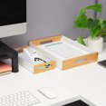 thumbnail image 6 of Mind Reader Metal and Wood Tiered Desktop Organizer Trays with Cutout Handles, Stackable Office Storage, Office, Entryway, Coffee Station and Home Organization, Metal and Wood, Set of 2, White, 6 of 7