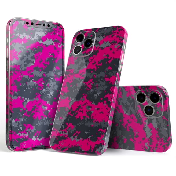 DesignSkinz Bright Pink V2 and Gray Digital Camouflage Full-Body Skin Decal Wrap Cover for iPhone 16