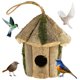 thumbnail image 1 of Muyoka Caja de anidación de pájaros Colgante de madera Casa de pájaros Colgante de troncos naturales Alimentador de pájaros Cabina Novedad Resistente a la intemperie Pequeño colgante de pájaros Adorno Muyoka Hogar, 1 of 7