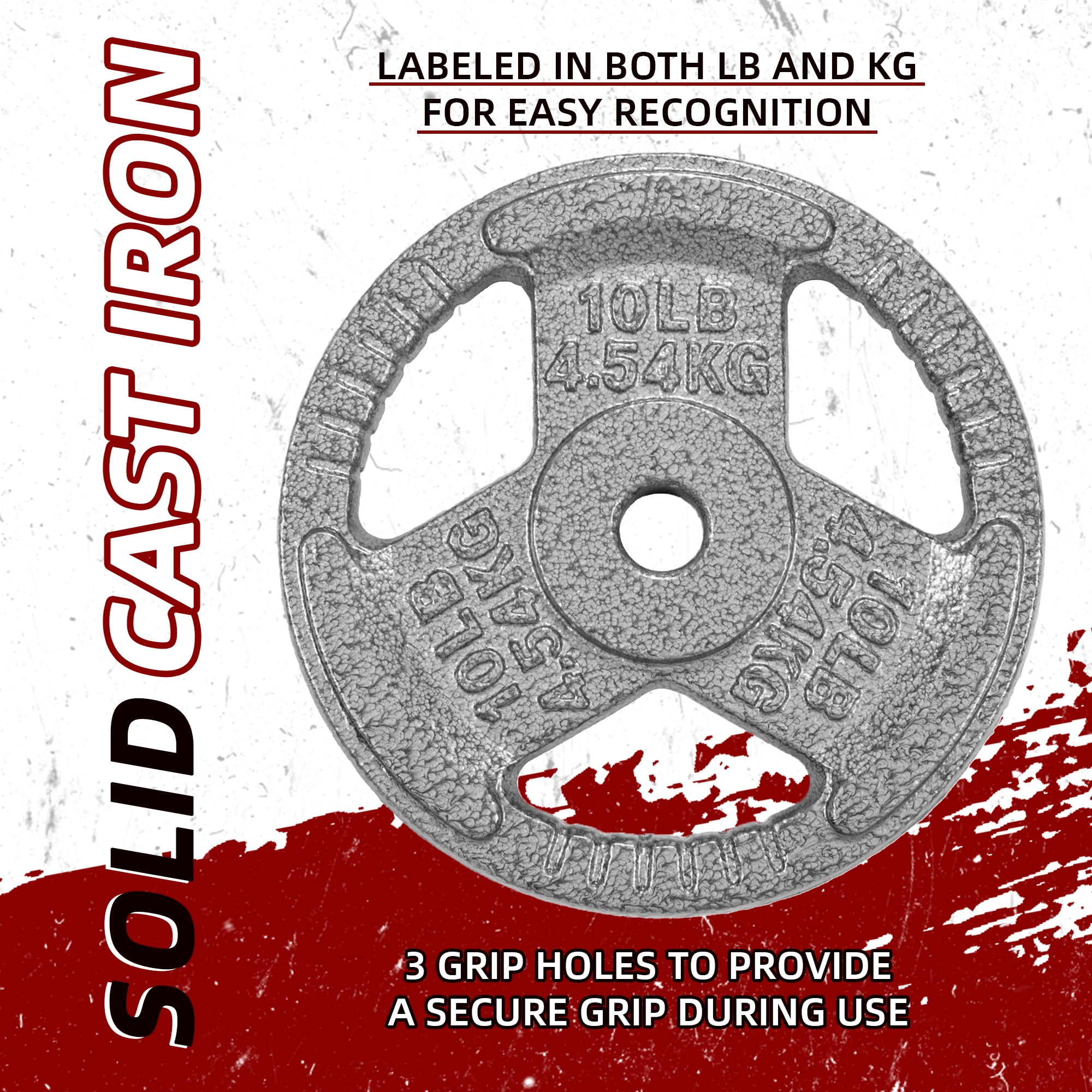Signature Fitness Standard Cast Iron 1-Inch Weight Plate Set, 120LB Total (25LB x2, 10LB x4, 5LB x4, 2.5LB x4) for Strength Training & Weightlifting