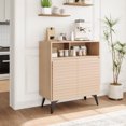 thumbnail image 2 of Armoire de Rangement Cannelée, Buffet avec Rangement et Étagères Ajustables pour Salon, Cuisine, Entrée, Bois Naturel/noyer, 2 of 8