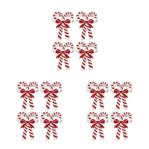 WORGEOUS 12 pcs Christmas Napkin Ring Candy Cane Napkin Rings Holiday Napkin Holders Metal Xmas Napkin Rings Serviette Buckle Christmas Party Supplies