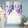 thumbnail image 6 of Lavender Kitchen Window Curtains, Swag Curtains Valance for Bedroom Living Room Bathroom, Watercolor Purple White Floral Botanical Butterfly Rod Pocket Window Curtain Block Drapes 2 Panels 36"x45", 6 of 9