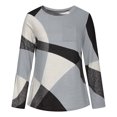 thumbnail image 4 of GigrtiJin Fall Blouse for Women Color Block Long Sleeve Pullover Tops Lightweight Flannel Crew Neck Plus Size Shirts, 4 of 5
