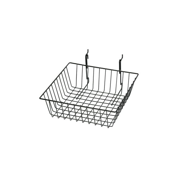 SSWBasics 12" x 12" x 4" Black Mini Grid Basket for Slatwall & Wire Grid