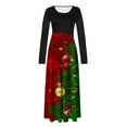 thumbnail image 5 of IROINNID Christmas Ugly Dresses for Women Long Sleeve Crewneck Cocktail Dress Xmas Party Santa Print Maxi A-Line Dress,Red, 5 of 5