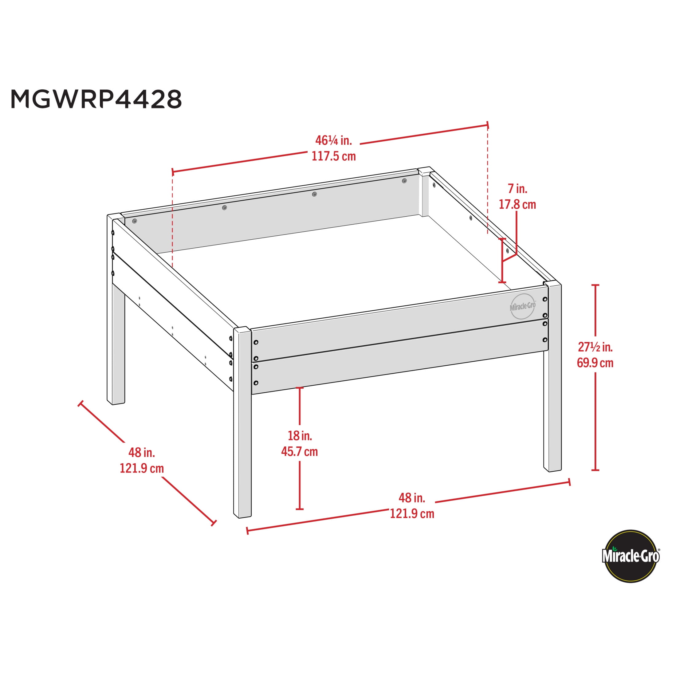 Miracle-Gro 4 x 4 x 2.3 ft Wrangler Brown/Cordova Brown Wood Raised Garden Planter