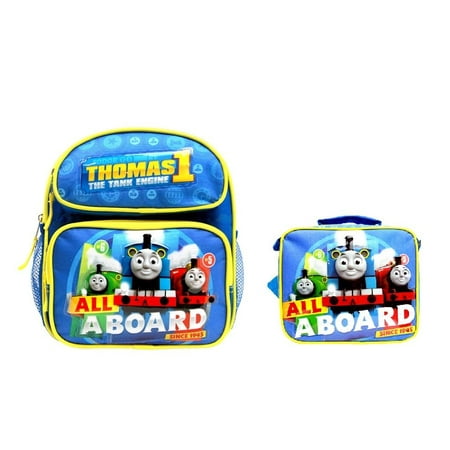 "ALL ABOARD" Thomas the Train Engine 12" Canvas School Backpack Plus Lunch Bag