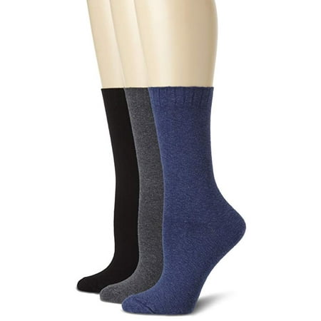 Hue Women's 3 Pair Pack Loafer Non-Binding Top Socks, Denim/Graphite/Black, One Size