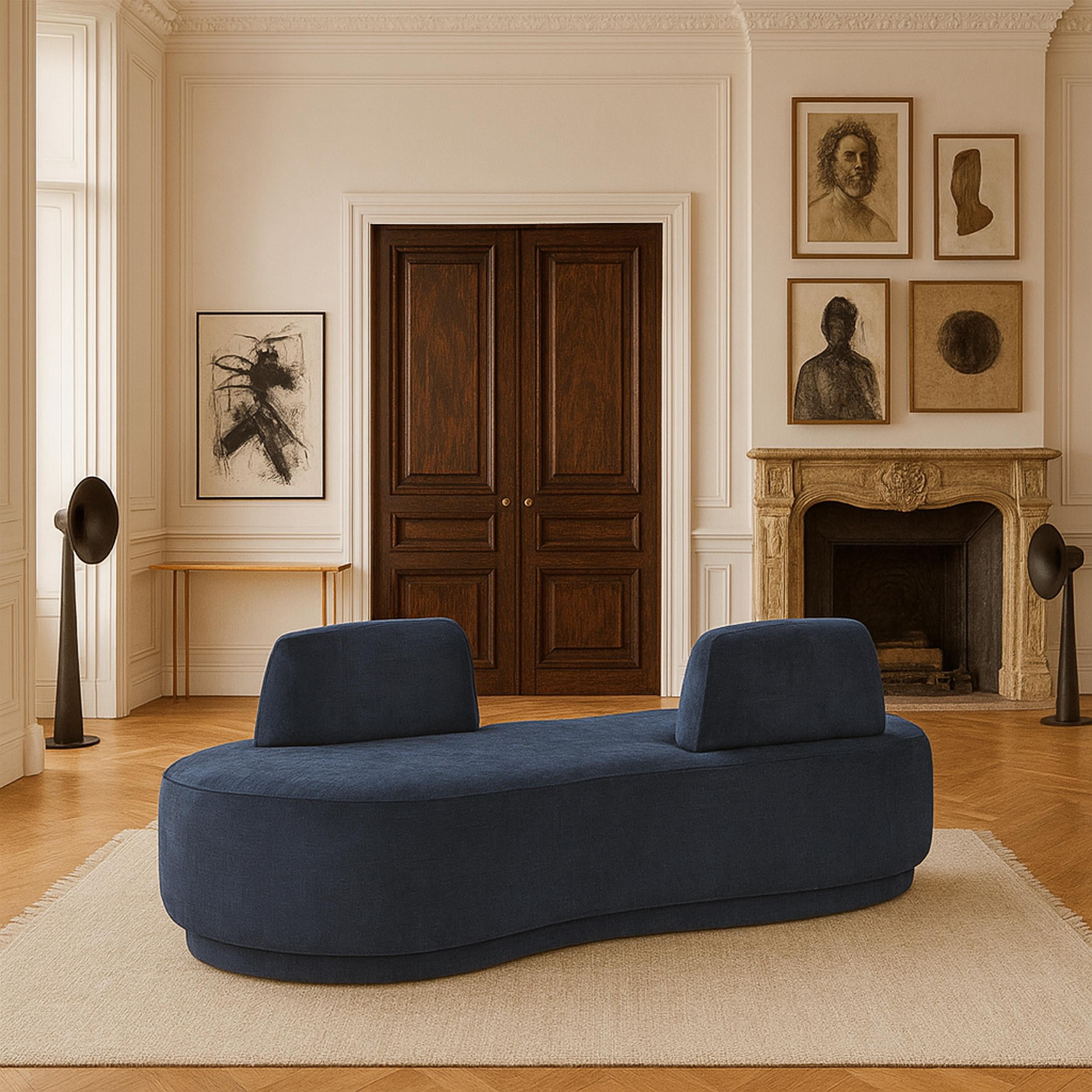 Meridian Furniture Argyle Light Blue Chenille Fabric Chaise/Loveseat