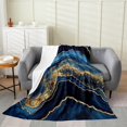 Ombre Black Marble Fuzzy Blanket,Golden Foil Print Throw Blanket Throw