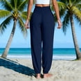 thumbnail image 5 of FRSASU Women Cotton Linen Baggy Palazzo Pants Elastic Waist Beach Yoga Lounge Ankle Pants with Pockets Navy, 5 of 6