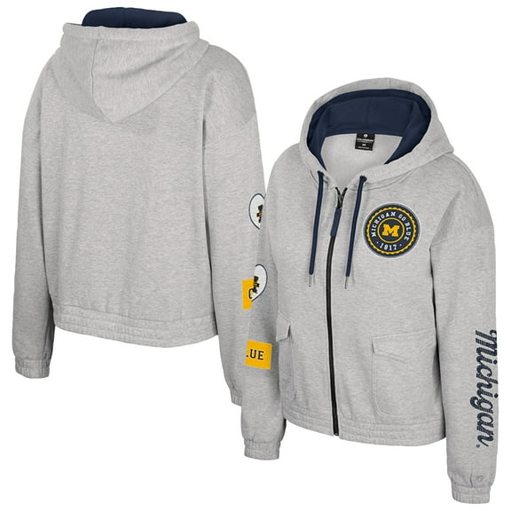 Women's Colosseum Gray Michigan Wolverines Alfie Full-Zip Hoodie Jacket