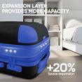 thumbnail image 3 of 3 Piece Hardside Luggage Set, Expandable ABS Spinner Suitcases (20/24/28) – Lightweight & Scratch-Resistant Travel Luggage, Black/Blue -EL2401, 3 of 8