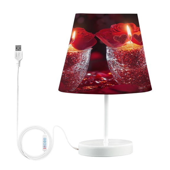 BZSMCE Table Lamp Creative Candles and Roses with Hearts Simple Pattern Night Light