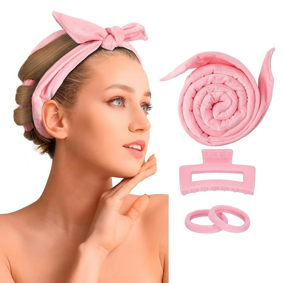 Heatless Curling Rod Headband, Upgraded 60" Extra Long Heatless Curls Headband Soft Hair Curlers to Sleep In Hair Rollers No Heat Curls (Pink)
