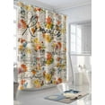 thumbnail image 3 of Colorful Spring Floral Standard Shower Curtain Set, Waterproof Shower Curtains for Bathroom, Summer Botanical Vintage Postmark Washable Fabric Cloth Bath Curtain for Bathtub with Hooks 72x72 Inches, 3 of 6