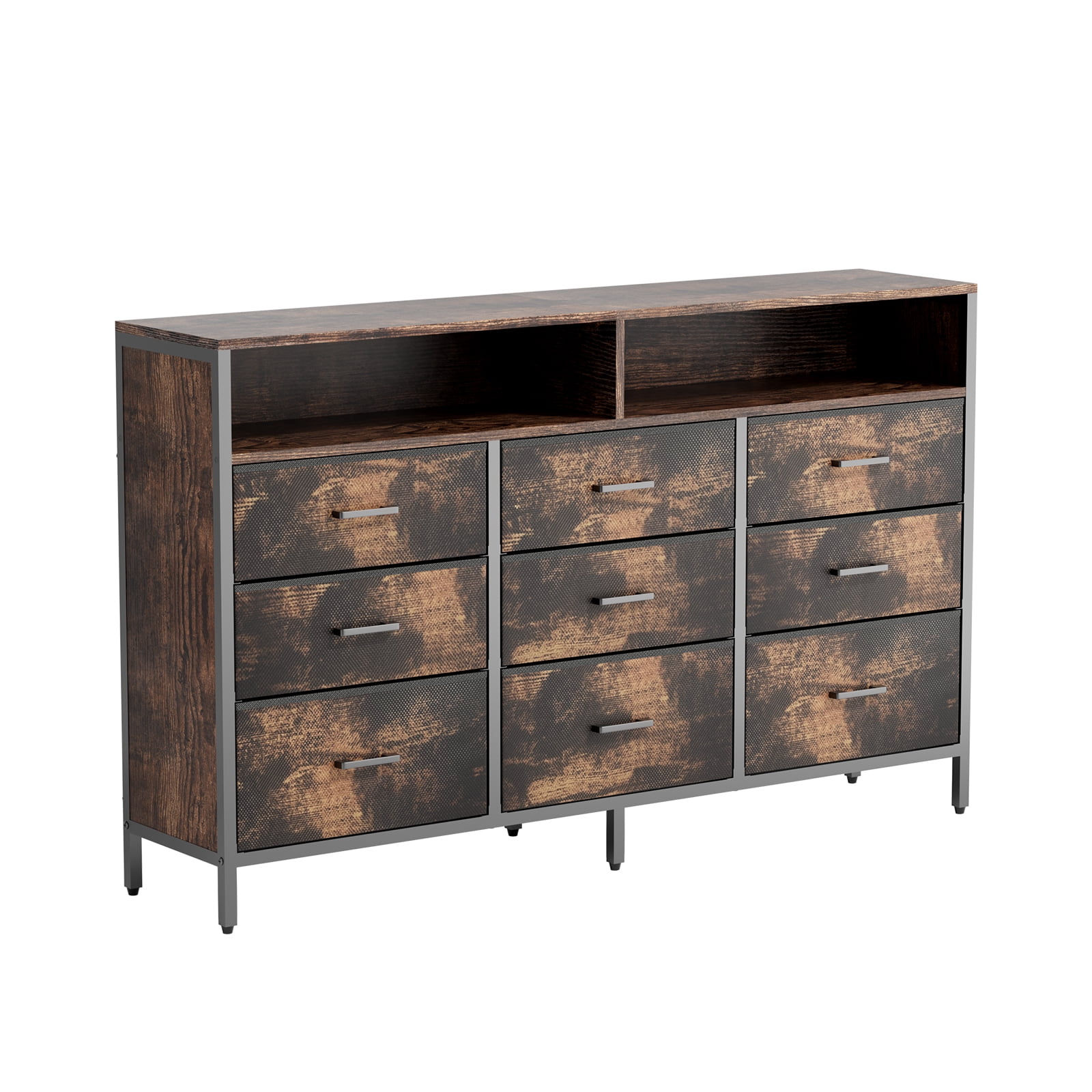 UBesGoo 9 Drawer Wood Dresser for Bedroom, Modern Dressers Storage Organizer Cabinet for Living Room, Entryway, Hallway Brown