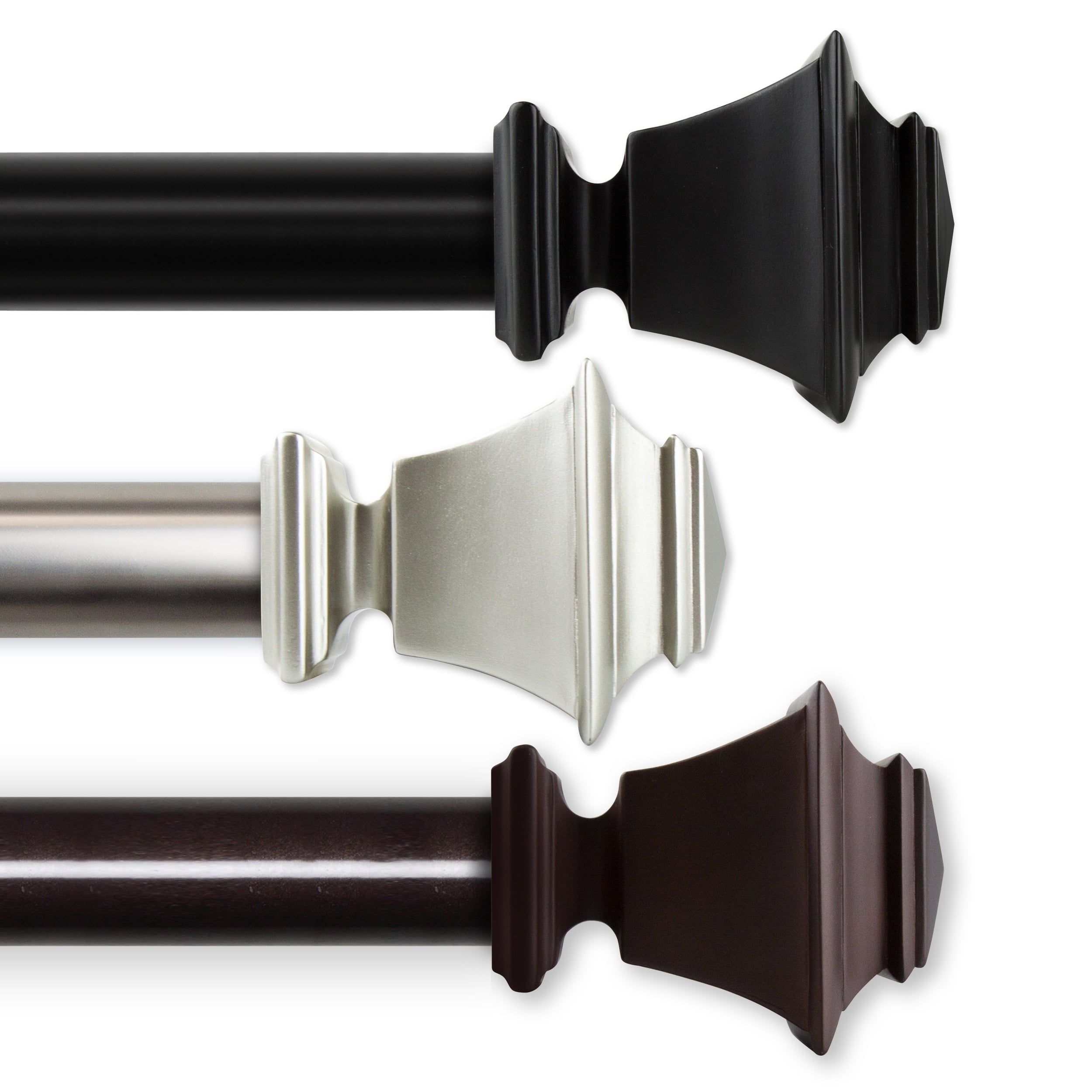 InStyleDesign  Schubert 1.5" Adjustable Curtain Rod 121 to 170 inches Black 115 to 165 inch Black Finish