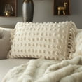 thumbnail image 4 of Mina Victory Life Styles 14x20" Cotton Cut Fray Texture Throw Pillow in Cream, 4 of 5
