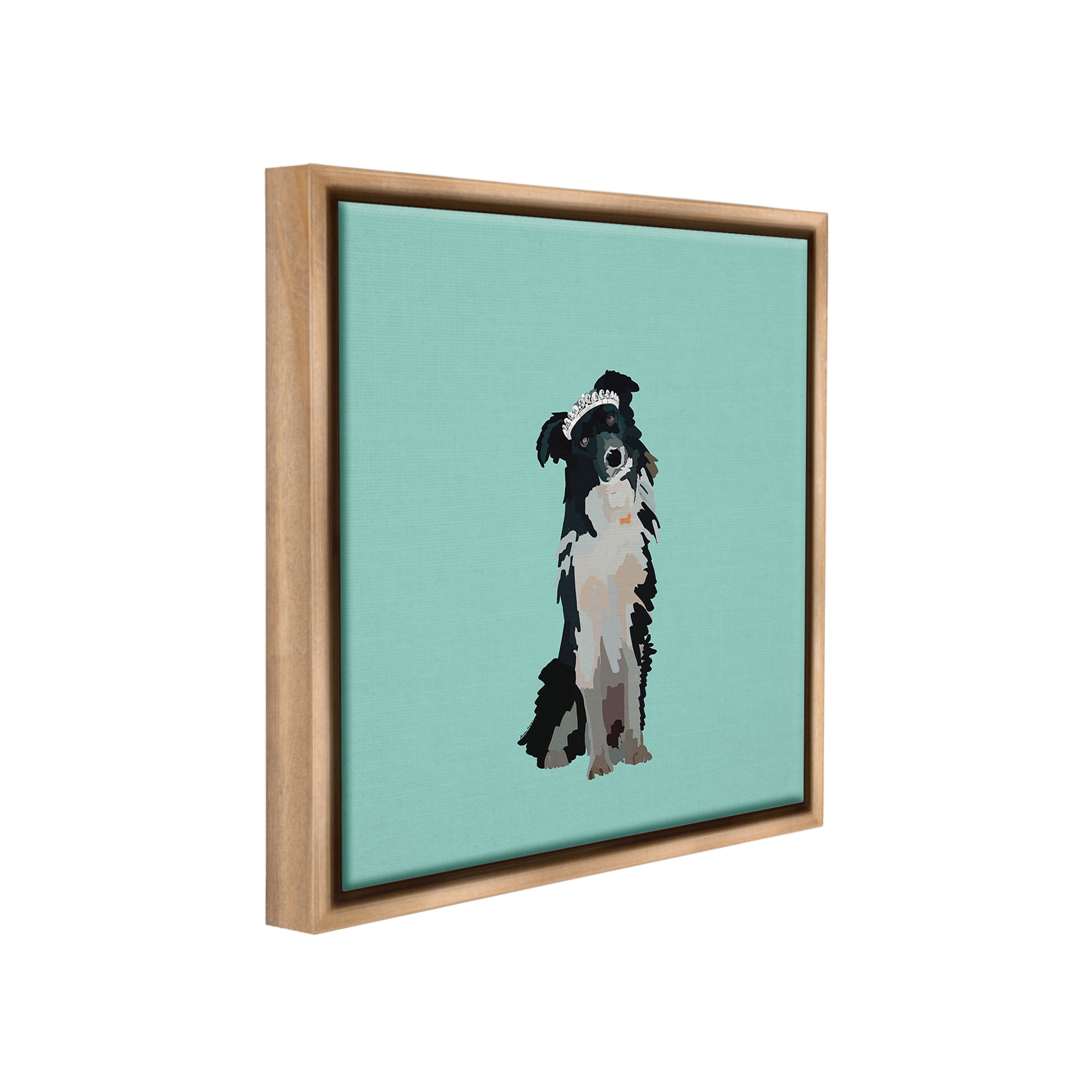 Stupell Industries Collie Dog with Crown Animals & Insects Painting Brown Floater Framed Canvas Art Print Wall Art, 18 x 18