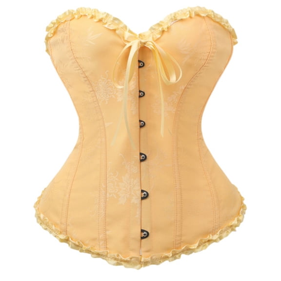KHONTS Corset Tops for Women Bustier Shapewear Waist Push up Bodysuit Yellow XS