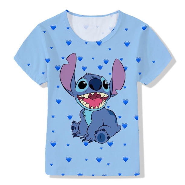 Camiseta Bebé Niña LiloStitch Estampado de dibujos animados Moda Verano Casual Niños Manga corta Diseño estético Top Niños Tshirt160 Gao Jinjia LED