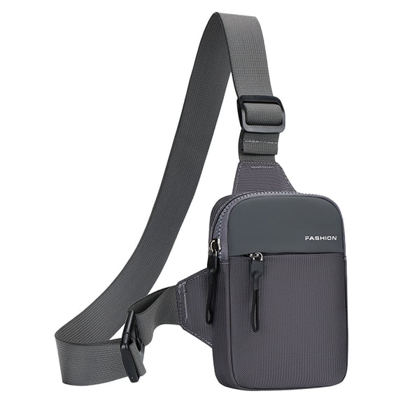 Modstep Mens Mini Crossbody Purse Adjustable Shoulder Strap Zipper Chest Bag Students Sports Phone Pocket for Hiking Travel Grey