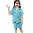 thumbnail image 3 of Girls Pajamas 3 Piece Button Down Pjs Short Sleeve Top Shorts & Long Pants Cute Patterns Valentine's Day Pajama Sets Loungewear Nightwear 3 Piece Sleepwear, 3 of 6