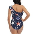 thumbnail image 5 of Pofeuu Watercolor Stars Print Women's One Piece Swimsuits One Shoulder Swimwear Asymmetric Ruffle Monokinis Bathing Suits-Large, 5 of 6