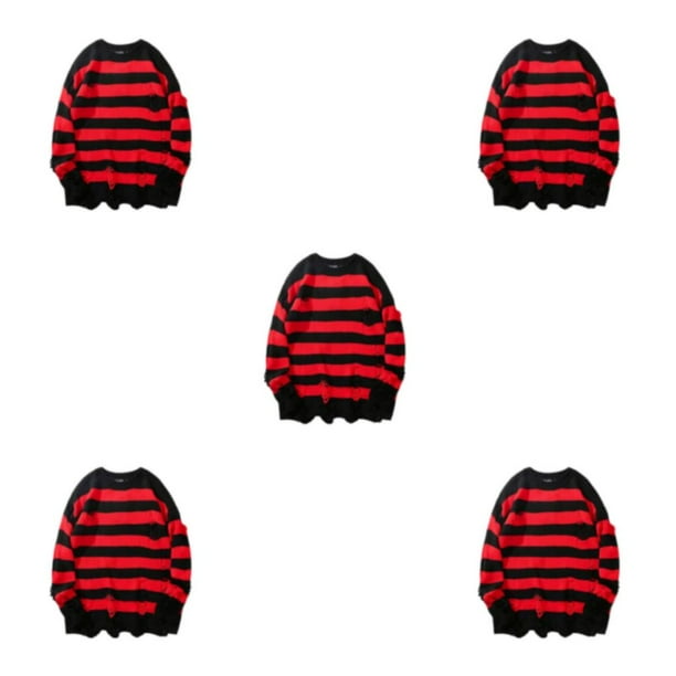 Black red striped sweater best sale
