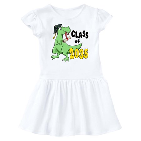 

Inktastic Class of 2035 green dinosaur with cap and diploma Gift Baby Girl Dress