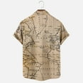 thumbnail image 6 of Mens Short Sleeve Hawaiian Tshirt World Map Print Button Up Tee Shirt Casual Bowling Shirt Lapel Beach Pocket Top, 6 of 6