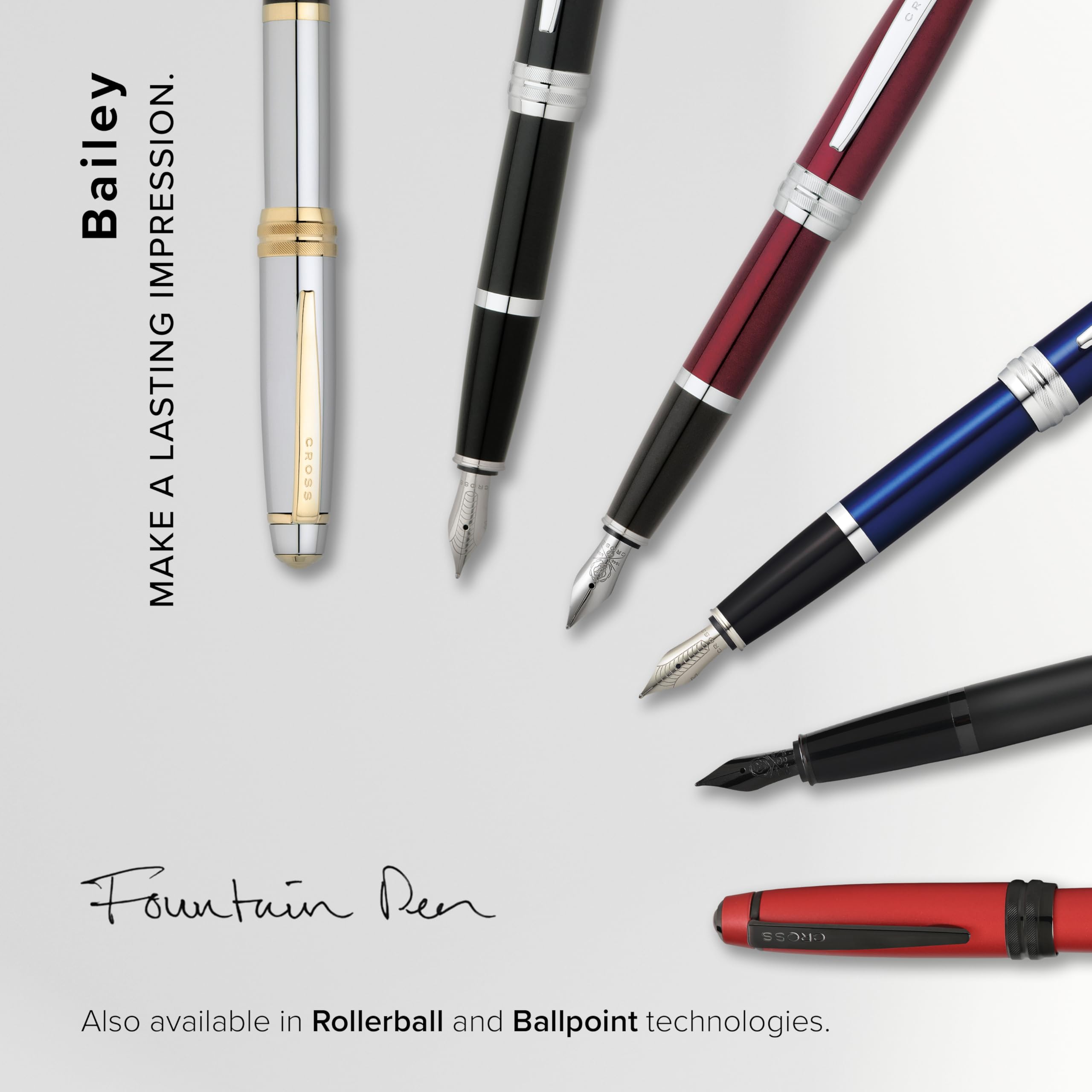 Cross Bailey™ Blue Lacquer Medium Nib Fountain Pen