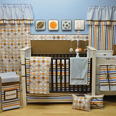 Bacati - 10pc Nursery-in -a-Bag Crib Bedding Set Collection Value Bundle, Mod Sports