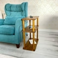 thumbnail image 5 of Handcrafted Solid 3-Tier Narrow Side Table, 10 Inch Pine Wood End Table for Living Room with Storage, Slim Bedside Table for Small Spaces, Nursery, Bedroom, Office (Chestnut, Low), 5 of 10