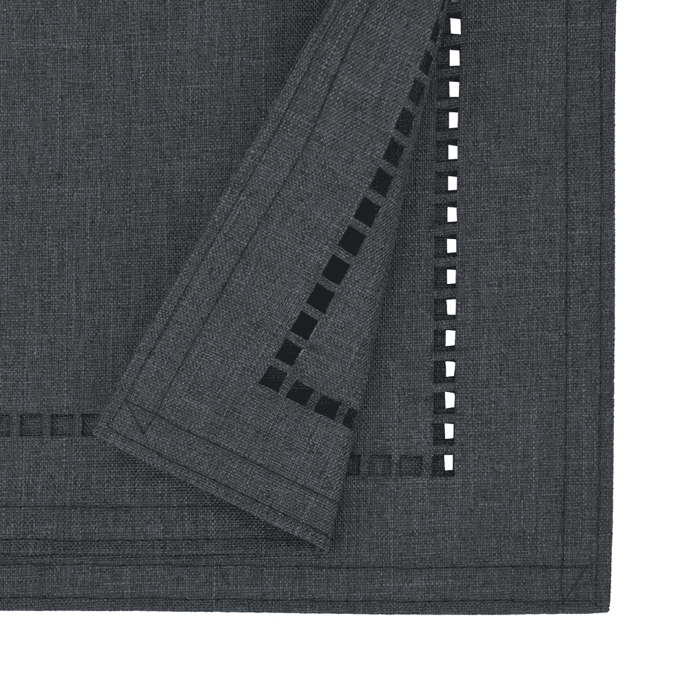 Fennco Styles Solid Color Laser-Cut Hemstitch Design Table Runner 14"W x 90"L - Black Table Cover for Home Décor, Everyday Use, Wedding, Banquet, Holiday and Special Occasion
