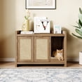 thumbnail image 2 of 33'' Cat Litter Box Enclosure with Rattan Door,Hidden Litter Cabinet Furniture with Cat Scratch Pad for Living Room, Rustic Oak, 2 of 8