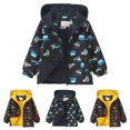 thumbnail image 5 of Kakishop Boys Hoodies Cartoon Print Zip Up Hooded Fleece Jacket Kids Warm Lined Coat Toddler Fall Winter Outerwear (Black,4-5 Years), 5 of 7
