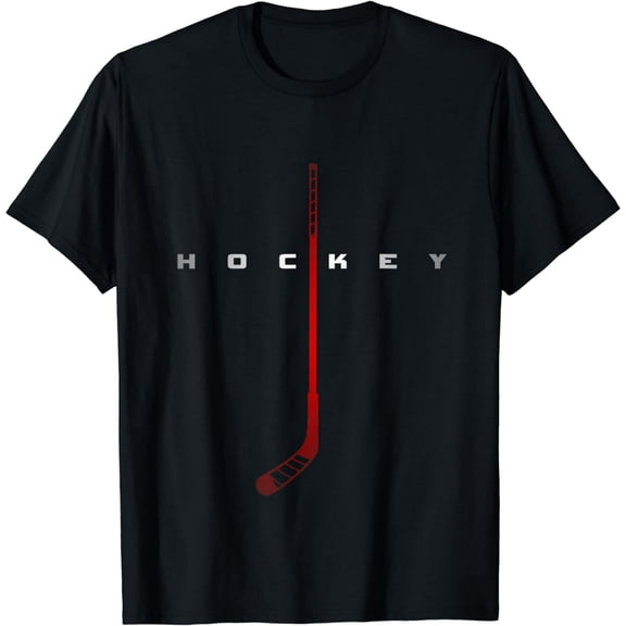 Minimalist Hockey Stick Graphic for Men Women Casual Short Sleeve Tee