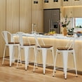 thumbnail image 3 of Andeworld Swivel Metal Bar Stools Set of 4 Counter Height Stools Counter Bar Stools with Back Swivel Metal Bar Chairs Wooded Seat 30 inch White, 3 of 9