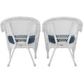 thumbnail image 4 of Jeco Stacking Wicker/Rattan Chair with Tufted Blue Cushion (Set of 2), 4 of 7